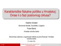 prikaz prve stranice dokumenta Characteristics of fiscal policy in Croatia: does it depend on the phase of the business cycle?