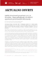 prikaz prve stranice dokumenta Indeks otvorenosti proračuna 2012. za Hrvatsku – blago poboljšanje u kvaliteti i opsežnosti proračunskih informacija