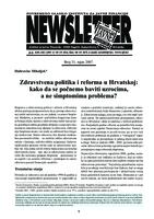 prikaz prve stranice dokumenta Zdravstvena politika i reforma u Hrvatskoj: kako da se počnemo baviti uzrocima, a ne simptomima problema?