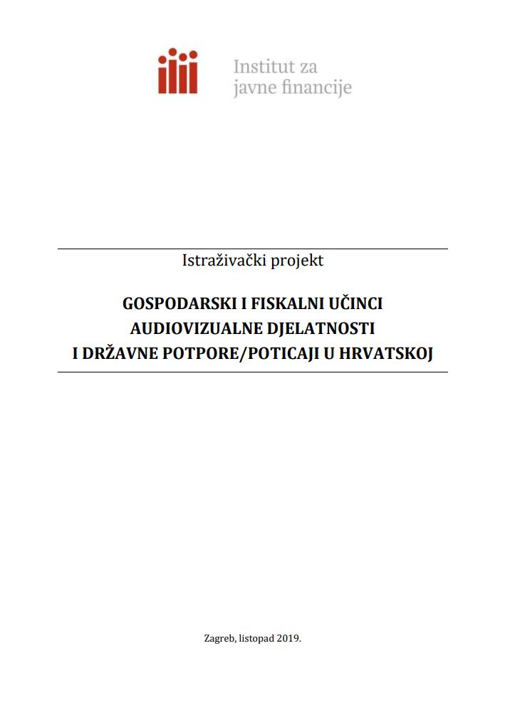 prikaz prve stranice dokumenta Gospodarski i fiskalni učinci audiovizualne djelatnosti i državne potpore/poticaji u Hrvatskoj