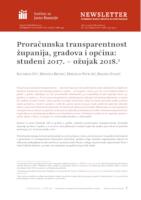 prikaz prve stranice dokumenta Proračunska transparentnost županija, gradova i općina: studeni 2017. – ožujak 2018.