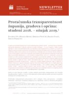 prikaz prve stranice dokumenta Proračunska transparentnost županija, gradova i općina: studeni 2018. – ožujak 2019.
