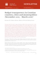 prikaz prve stranice dokumenta  Budget transparency in Croatian counties, cities and municipalities (November 2015 – March 2016)
