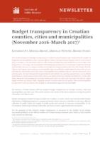 prikaz prve stranice dokumenta Budget transparency in Croatian counties, cities and municipalities (November 2016 – March 2017)